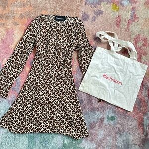 sold Réalisations Brown and Cream Patterned Dress
